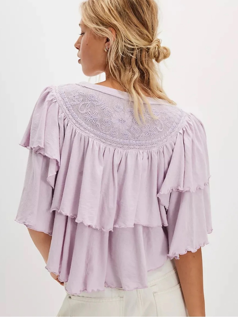 Free People Rose Ruffle Party Tee S NWT - Picture 8 of 13